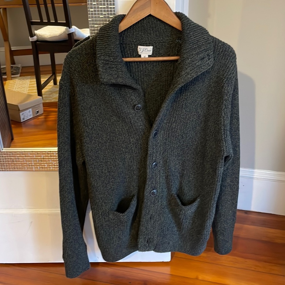J crew cotton cardigan green/blue